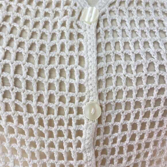 Vintage Norton McNaughton White Crochet Cardigan Small Whimsy Fairy Boho Peasant - Picture 5 of 11